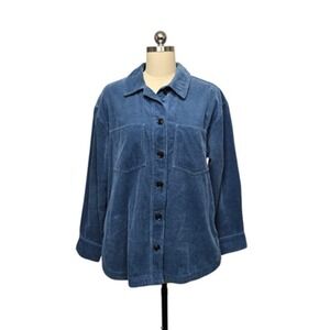 Madewell Jacket‎ Womens Medium Blue Corduroy Shacket Overshirt Button Front Soft
